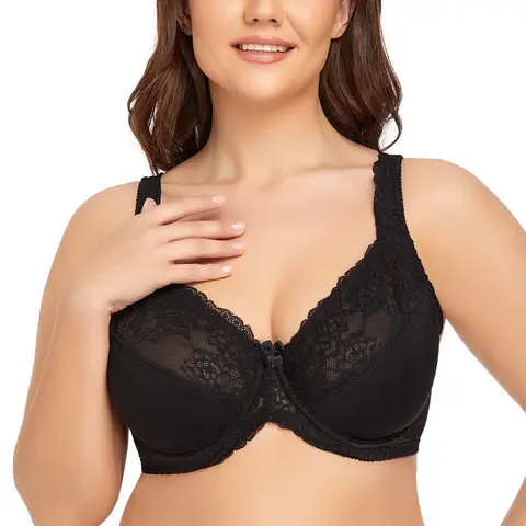 여성 브래지어 블랙 레이스 속옷 미니 마이저 풀 커버리지 비 패딩 소프트 언더 와이어 브래지어 여성 플러스 사이즈 브래지어 C D E F G H I J