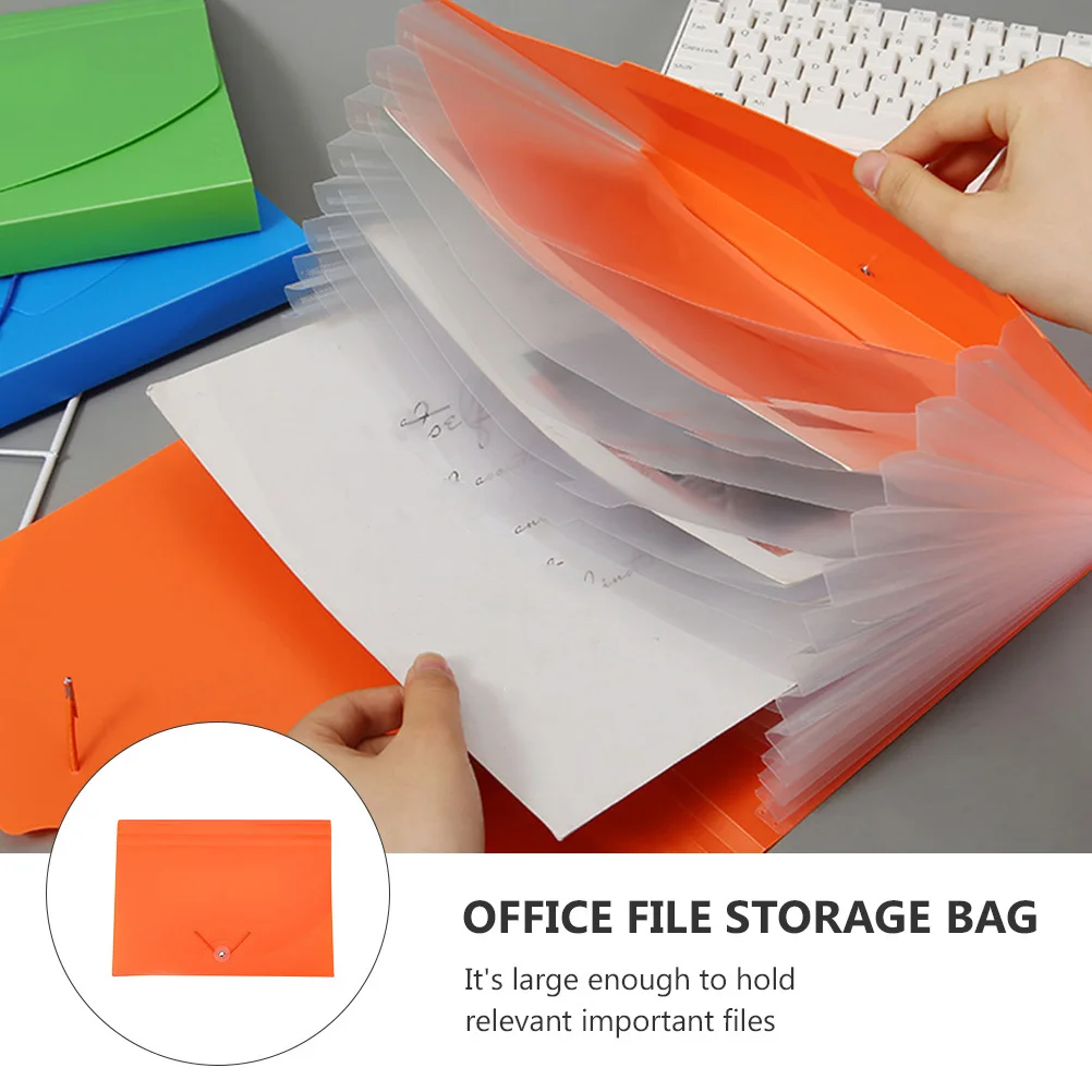 

1Pcs Orange Document Folder Large Paper Storage Bag Office File Pouch Portable File Organizer Document Storage Bag for Office