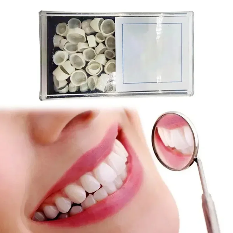 70/50pcs Dental Teeth Veneers Whitening False Denture Resin Temporary Crown Replacement Kit Porcelain Dental Material Oral Care