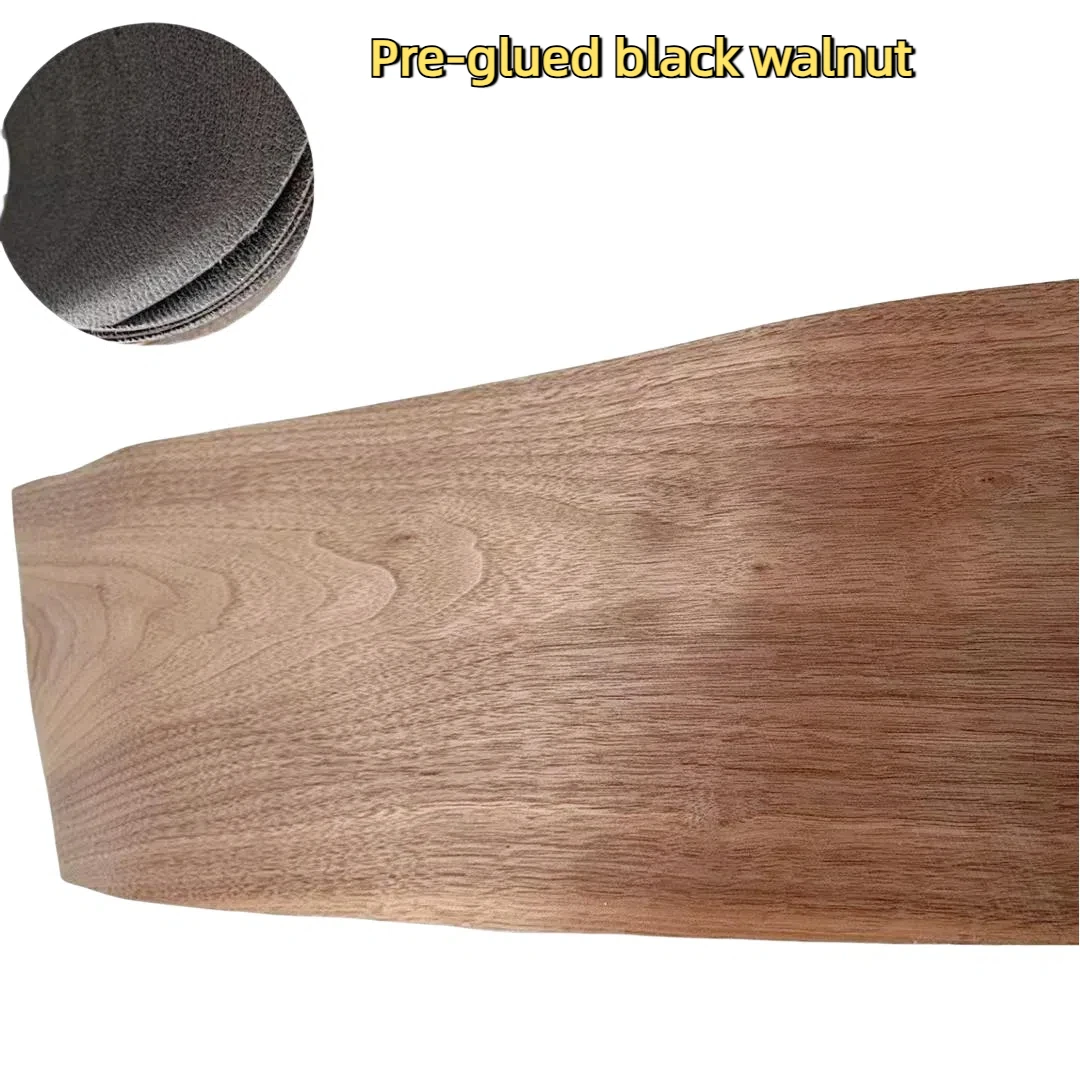 20cm×250cm 0.6mm Pre-glued Black Walnut Wood Veneer Sheet ,Iron On Self Adhesive Tape For Woodworking Furniture Audio Renovation