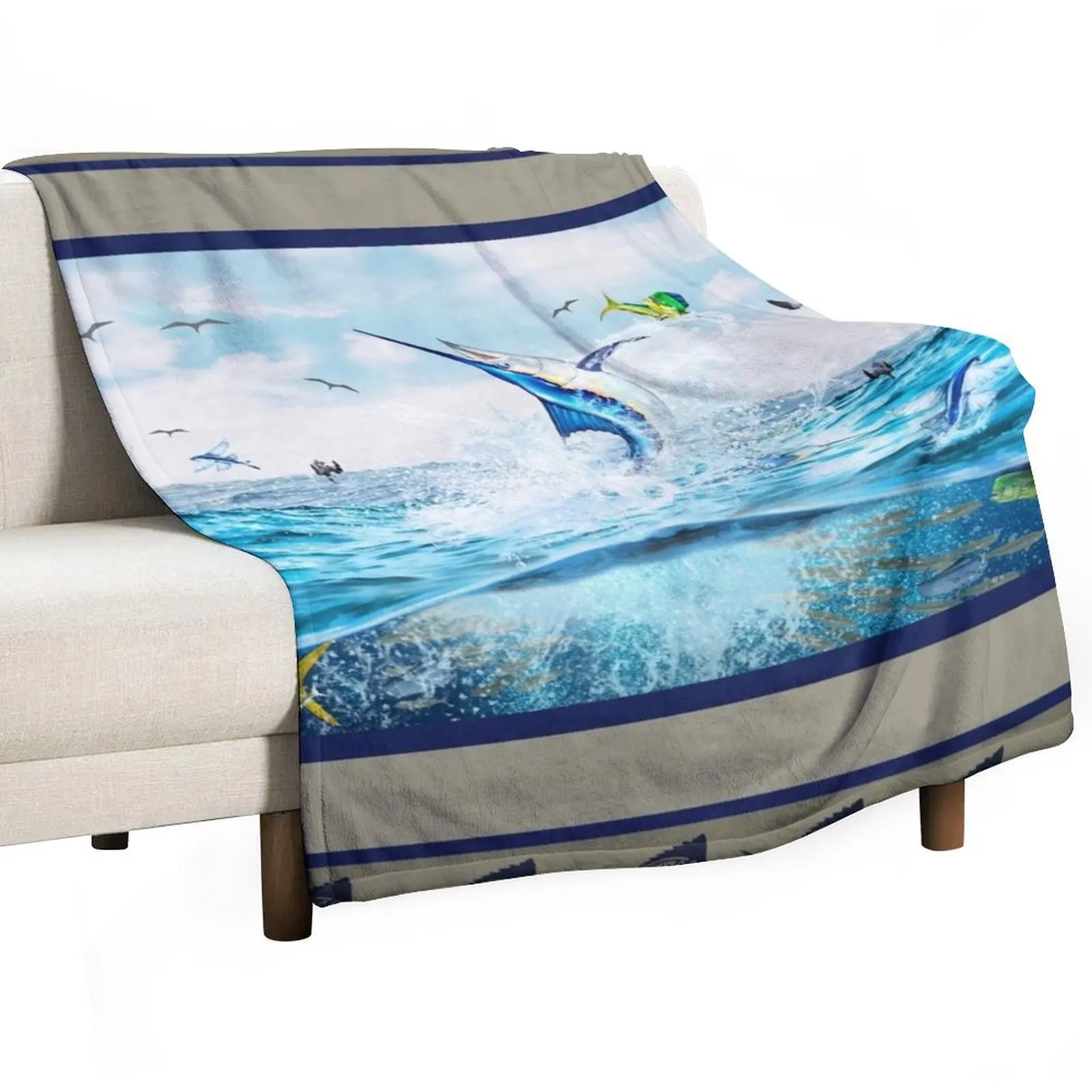 

Blue Marlin Hunting Mahi Mahi Throw Blanket bed plaid sofa bed Kid'S Soft Beds Blankets