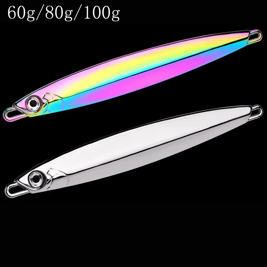 60g 80g 100g Saltwater Metal Jig Lure Long Cast Bait Pesca Shore Jigs Jigging Sinking Sea Fishing Lure For Saltwater Sea