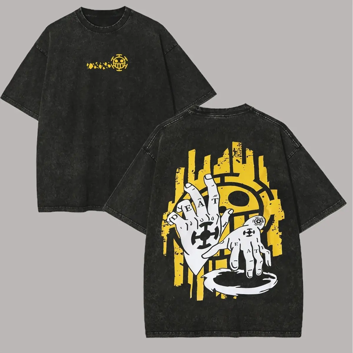 Unisex Sommer 2026 Y2K One Piece Grafik T-Shirt für Herren und Damen Vintage Washed Baumwolle Kurzarm Tee Streetwear Oversized Casual Tops