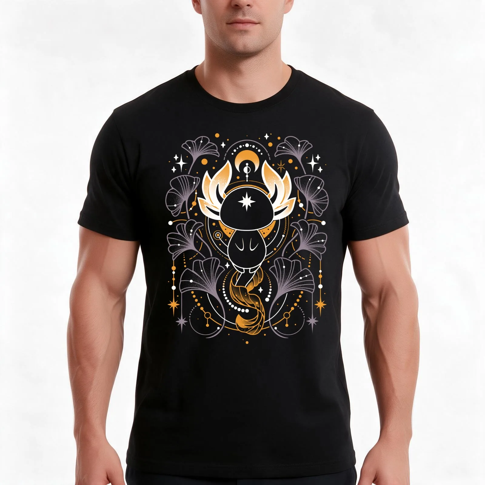 Astral Axolotl - Space Salamander T-Shirt Summer Casual Cotton Tee Oversized Streetwear Tops Vintage Graphic Print