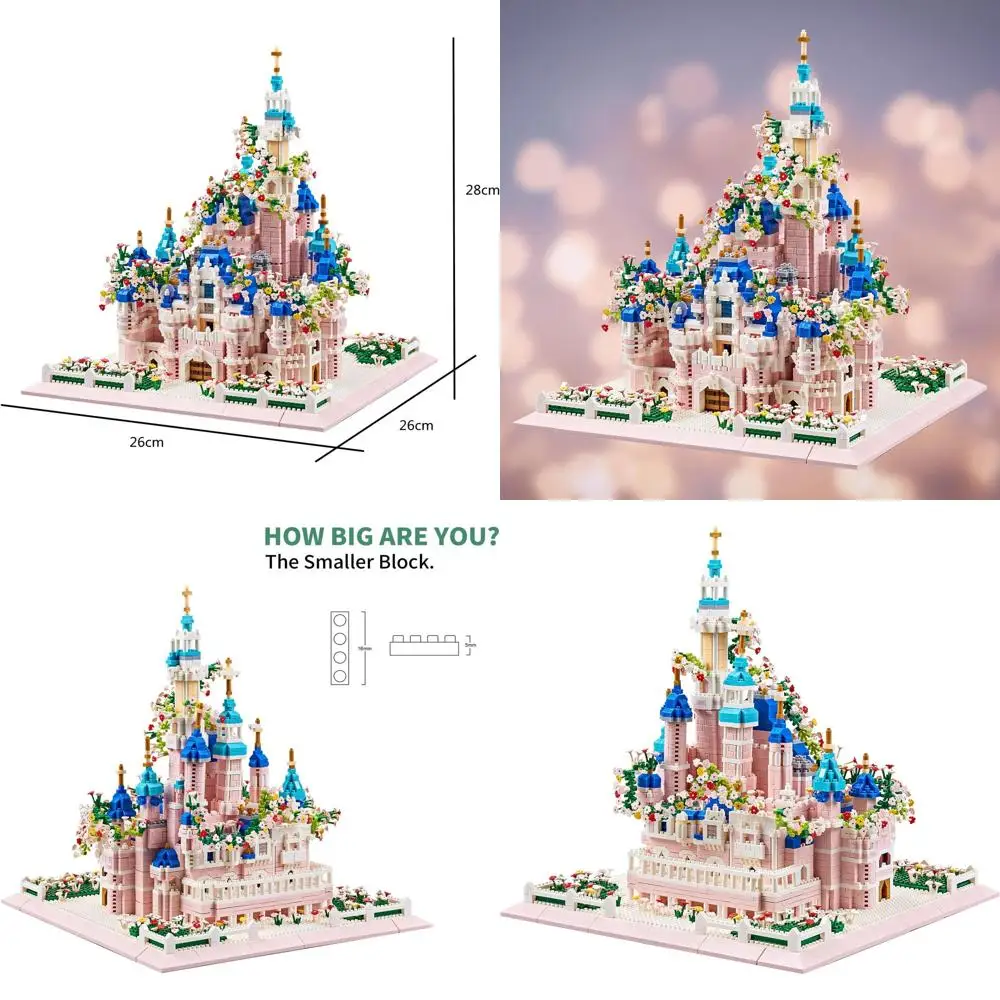 

Flower-Themed Castle Architecture Micro Blocks Kit for Teens & Adults, Over 4000 Pieces - Enhanced Edition