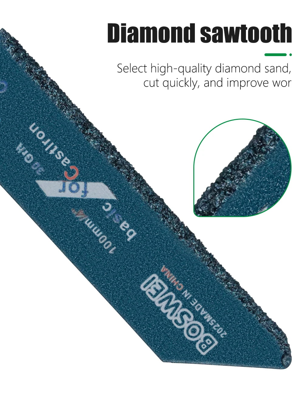 LAVIE 1 Stück Sägeblatt 100/150/225/300 mm, 30er-Körnung, Diamant-Säbelsägeblätter zum Schneiden von Fliesen, Granit, Marmor, Glas, Zement – Detail 6
