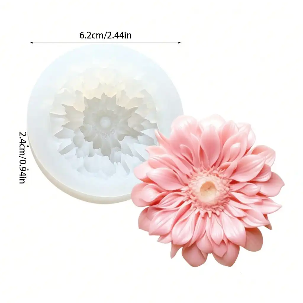 Moule à bougie en silicone Gerbera 3D, moules de moulage en résine, adaptés aux bougies parfumées faites à la main, aux créations en résine, aux cadeaux faits à la main