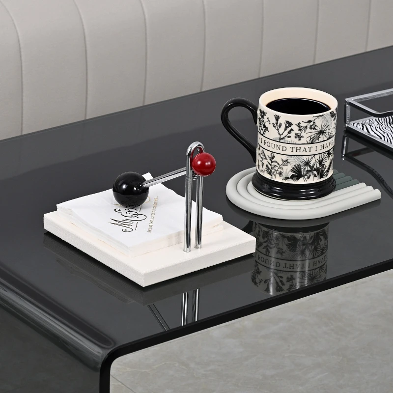 Nordic Metal Vertical Napkin Holder Square Tissue Stand for Dining Table Decorative Paper Organizer with Weighted Base for Home
