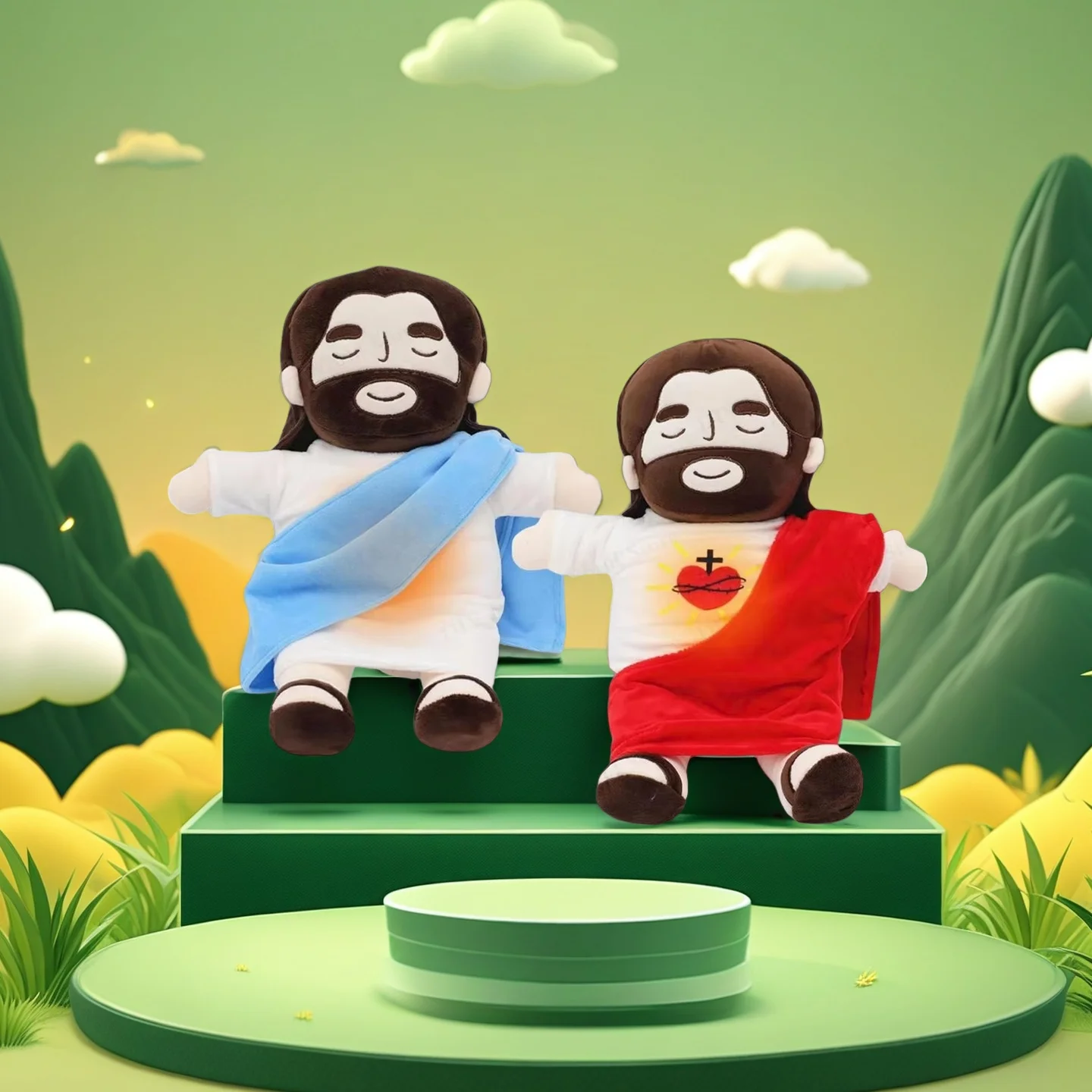 

Breathing Jesus Soothe Plush Toy for Kids Soft Soothing Jesus Plushies Comforting Jesus Heart Toy Easter Christmas Gifts