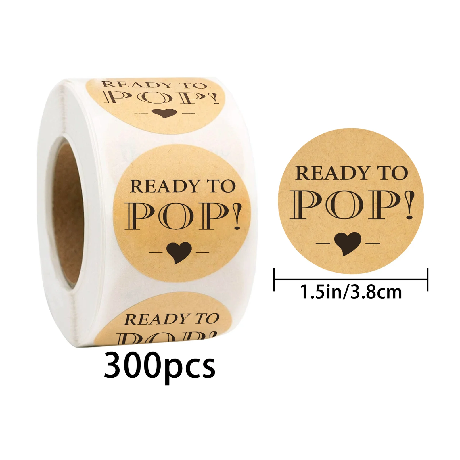 300Pcs-1.5In/3.8Cm Kraft Paper Gift Packaging Stickers, 