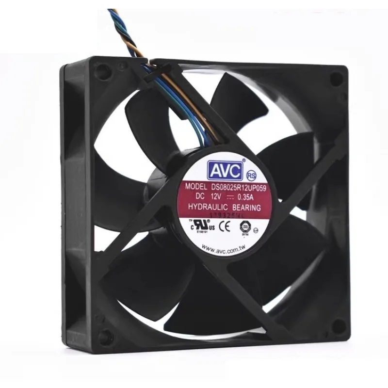 PWM CPU Ventilador de Refrigeração para AVC DS08025R12U, 8cm Ventilador do Chassi, Regulação de Velocidade, 80x80x25mm, 12V, 0.35A, 0.5A, 0.7A, 8025, Novo