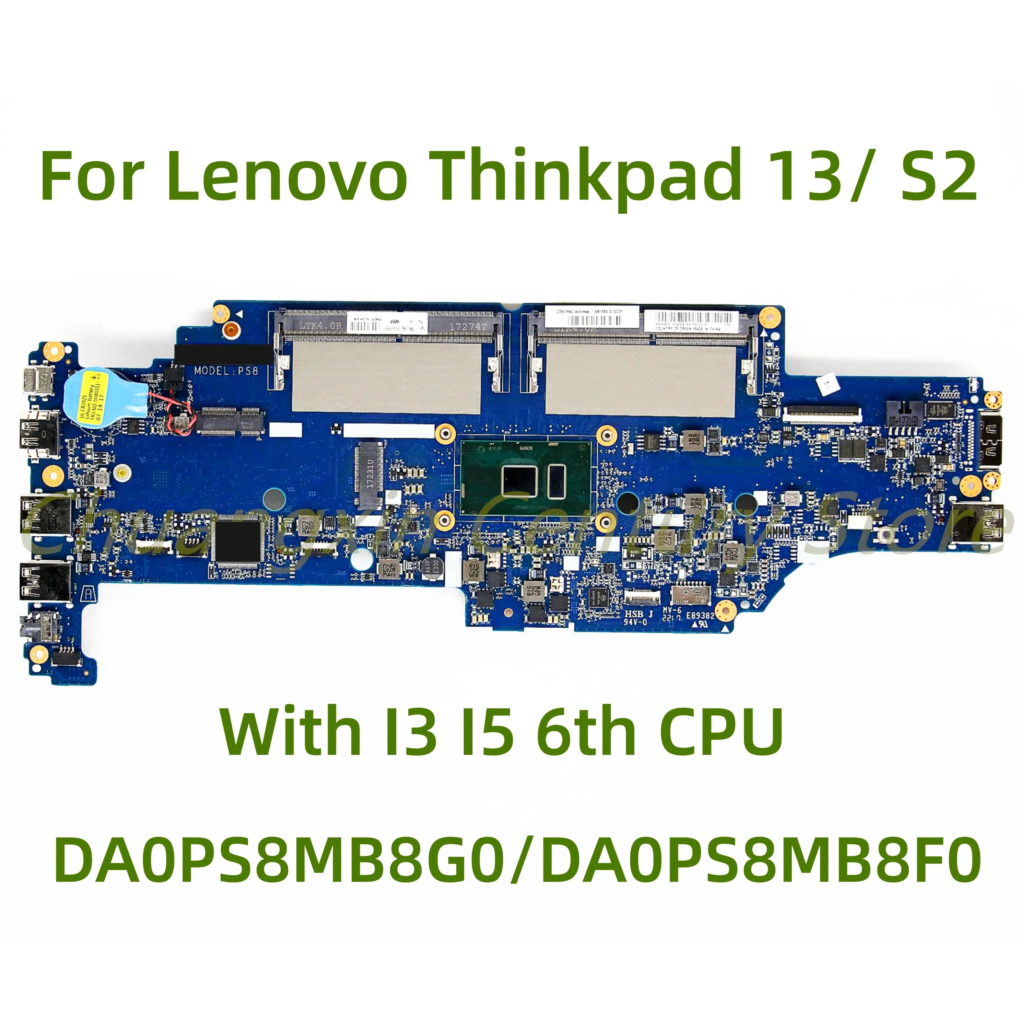 Suitable for Lenovo Thinkpad 13 Thinkpad S2 laptop motherboard DA0PS8MB8G0/DA0PS8MB8F0 with I3 I5-6th CPU 100% Tested Full Work
