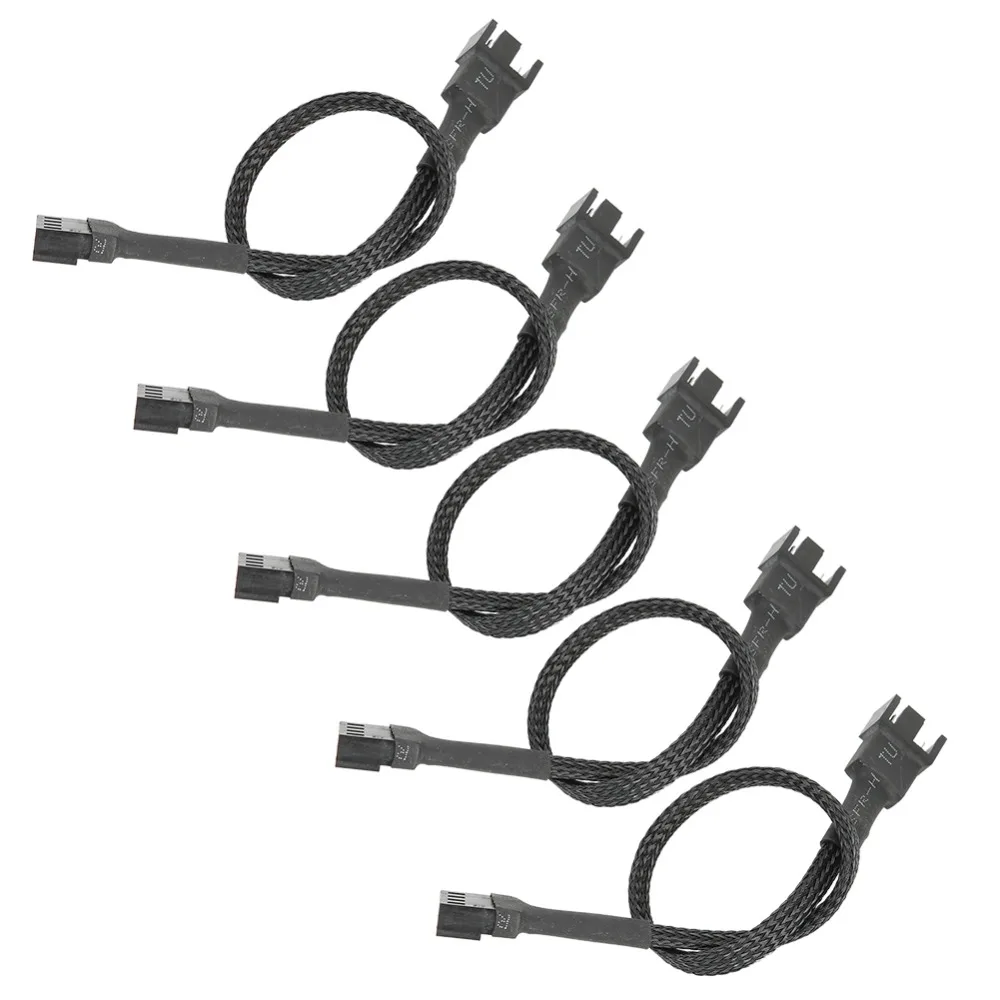 

5PCS Practical 4-Pin Extension Cable Braideds rope Black PWM Fan Cable 30cm Motherboard Cable Computer Graphics Cards