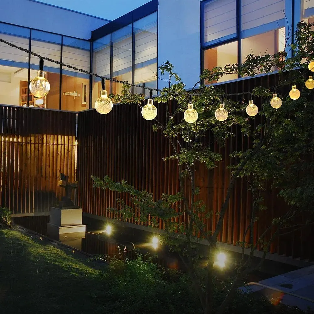 LED Solar String Lights Outdoor Waterproof Bubble Beads Fairy String Light 8 Modes Garden Wedding Party Christmas Decoration image 4