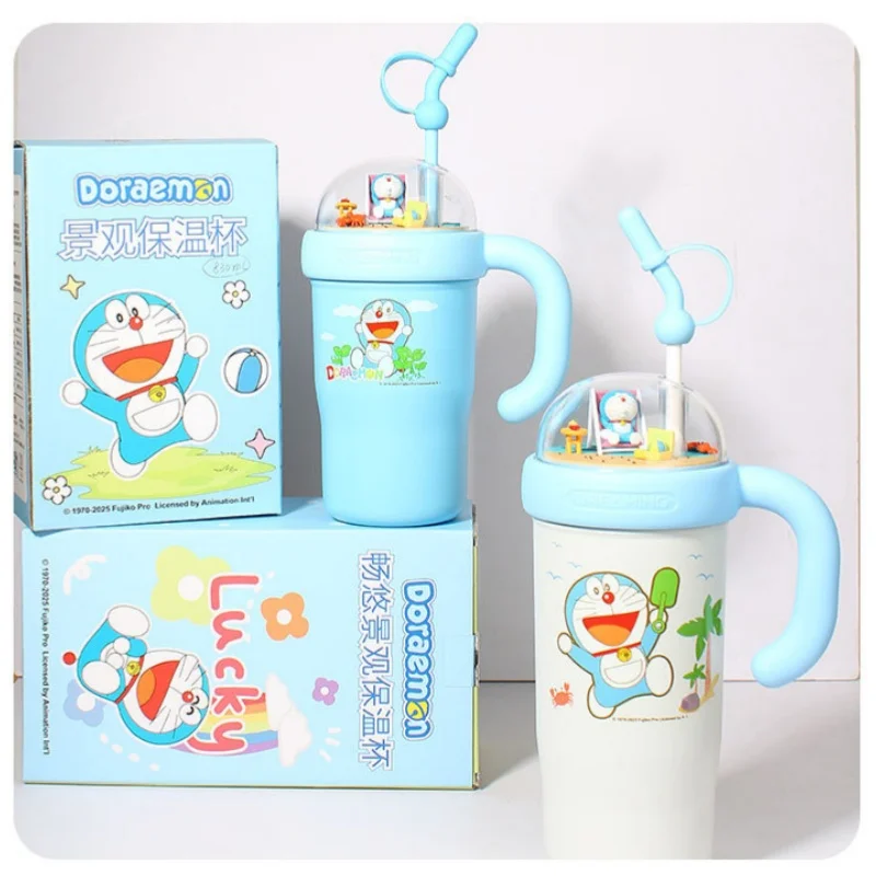 

Вакуумная чашка Doraemon с рисунком, большая емкость, чашка для воды, ценная соломенная чашка из нержавеющей стали, рождественский подарок для мальчиков и девочек