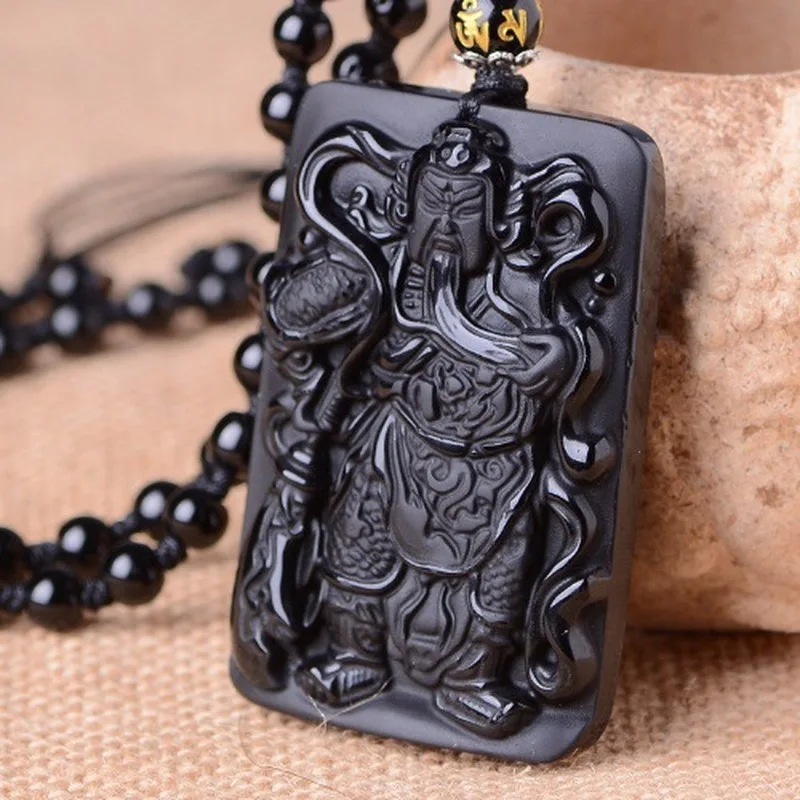Guan Gong 's , Obsidian Pendant Necklace for Men