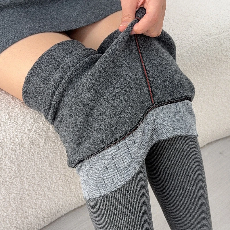 

2025 Autumn/Winter Women Oat Colored Pantyhose Thick Velvet and Vertical Striped Silk Socks Korean Pantyhose Bare Leg Artifact