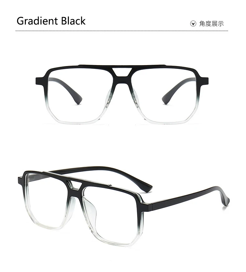 Optische Brillen Rahmen Mode Retro Pilot Doppel Brücke Gläser TR90 Ultra Licht Brillen Große Größe Mann Spektakel – Detail 10