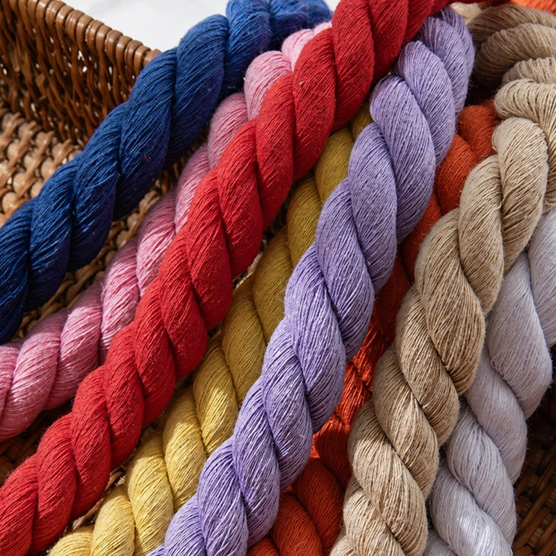 Image of 2/5/10M 8mm 3-fach Gedrehtes Baumwollseil Makramee-Kordeln für Handgemachte Taschen Heimwerkerarbeiten Dekorative Schnur DIY-Zubehör