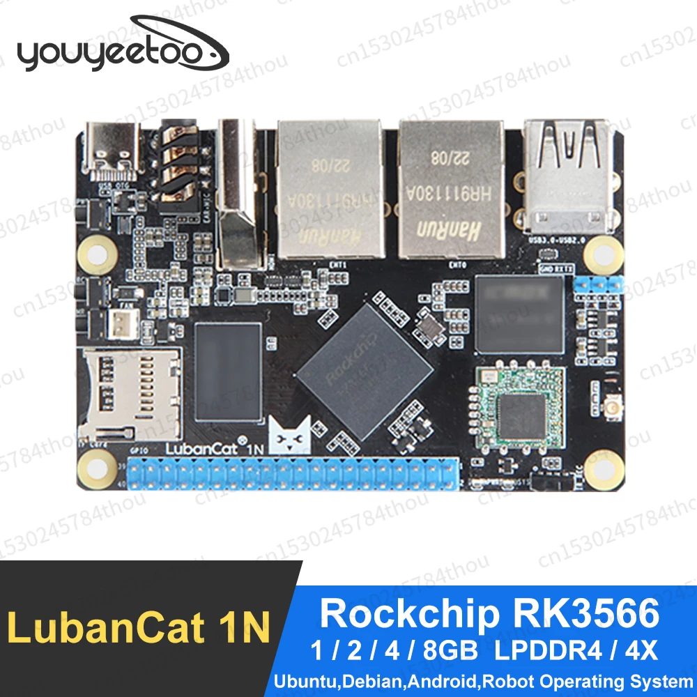 

Youyeetoo LubanCat 1N Development Board Rockchip RK3566 SoC Soft Router 4G Dual Gigabit Ethernet ports 1TOPS NPU 4K decoding