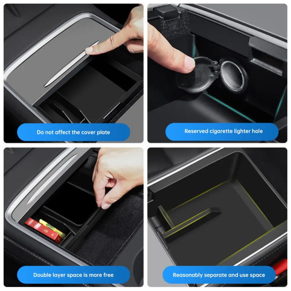 Modified Accessories Portable Shock-proof Flocking Lining Double-layer Space Car Interior Armrest Box Storage Inner Box Durable