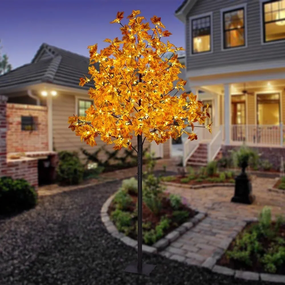 

Maple Tree 8 Ft. - 264 LED Warm White Lights, Natural Looking Maple Leaves， Home Accessories