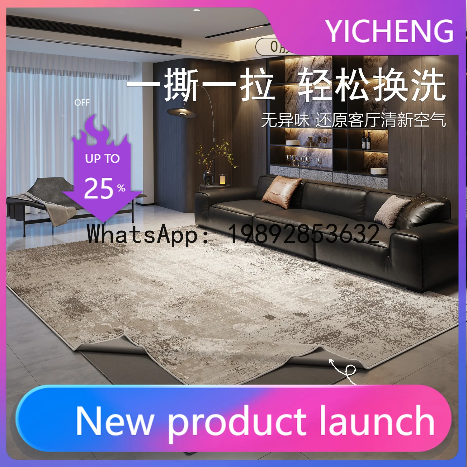 PYJ removable and washable Italian minimalist carpet living room light luxury high-end double-layer thickened