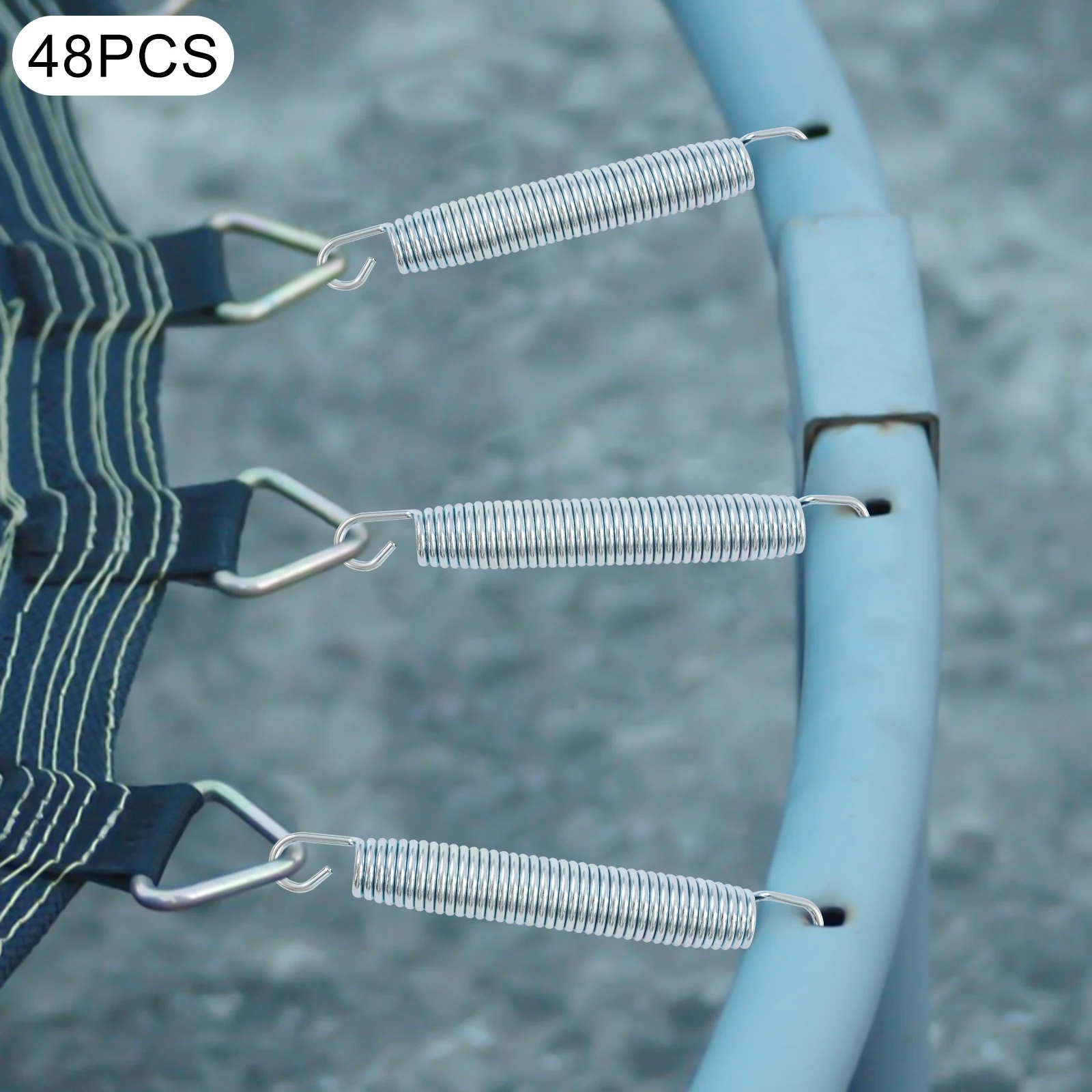 

48PCS Thick Galvanized Steel Trampoline Spring Hook Spring with T-shaped Installation Tool