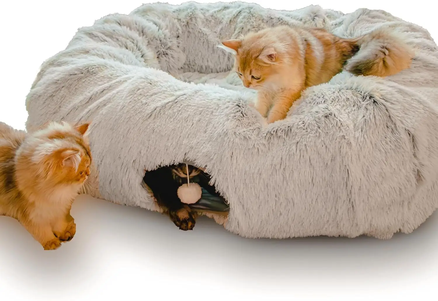 

Extra Large Cat Tunnel Bed For Indoor Cats Peekaboo Cat Cave Donut With Center Mat