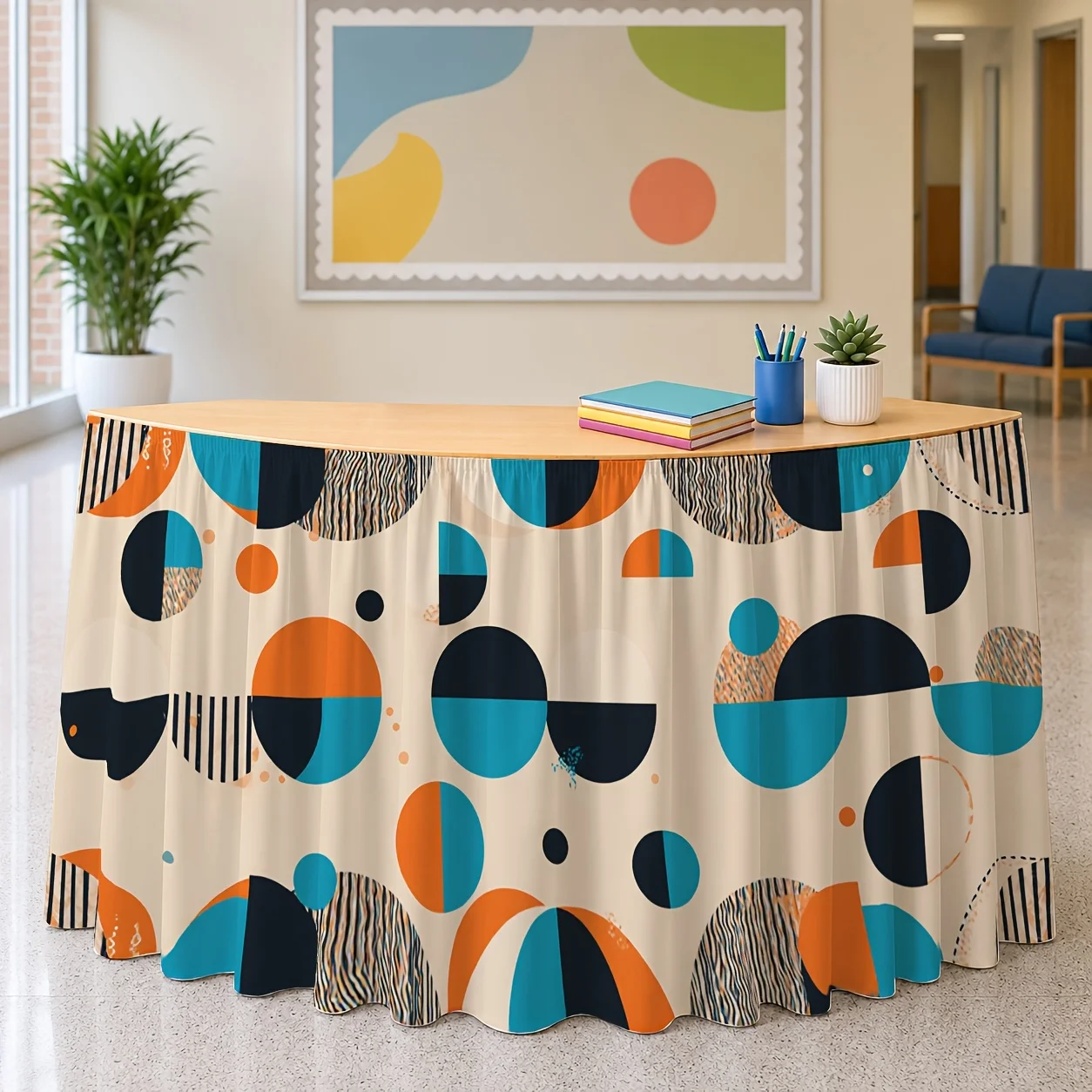 Medieval modern geometric pattern tablecloth, suitable for cocktail parties, autumn, Halloween and Thanksgivingxzj