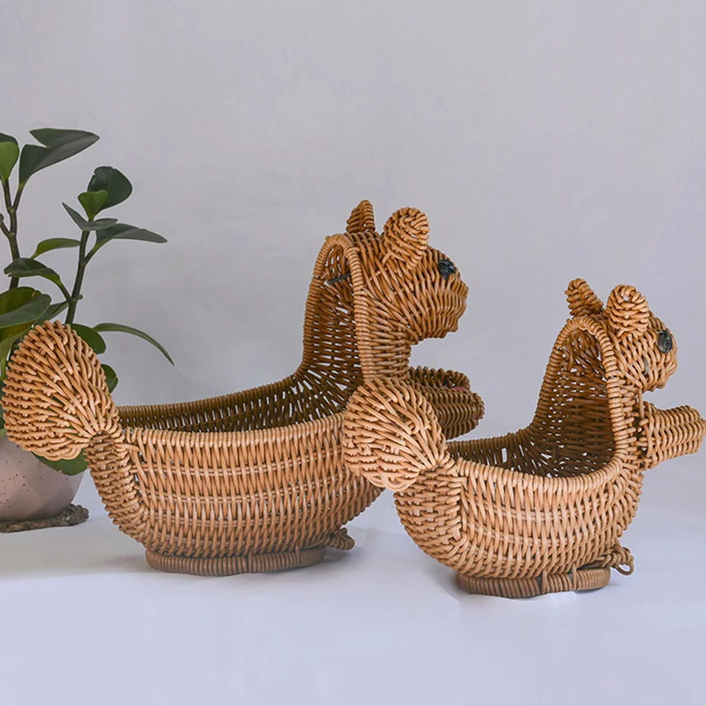 Squirrel Storage Basket Nautral Seagrass Baskets Rattan Bread Serving Wicker Plastic Display Simulation Snack Container Laundry