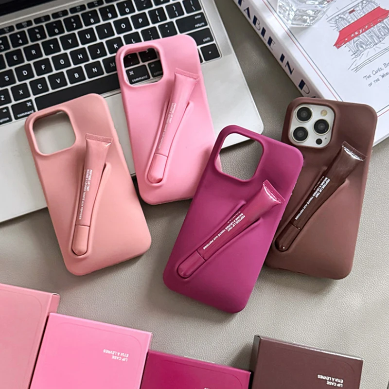 2024 New Autumn Limited Edition 3D Rhod Soft Silicone Lipstick Phone Case for iPhone 12 13 14 15 16 15 Pro Max With Original Box