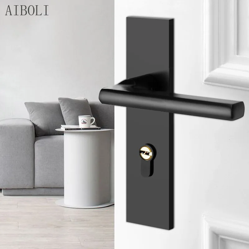 

Black Genuine Space Aluminum Aluminum Oxide Lock, Elegant One-piece, Suitable for Indoor Bedroom Hardware and Bathroom