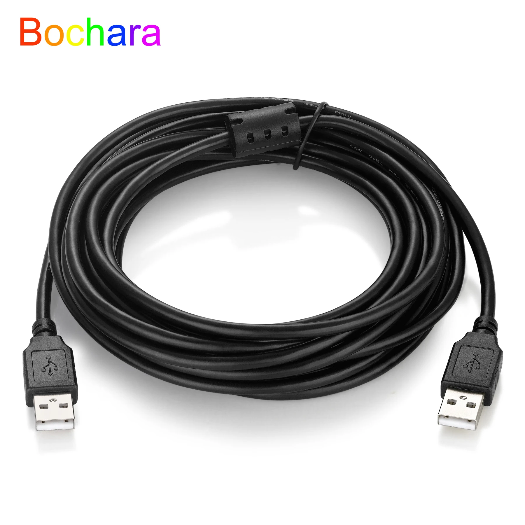 Bochara USB 2.0 Type A Male to Type A Male Cable Foil+Braided(inside) Dual Shielded 1.5m 3m 5m Black