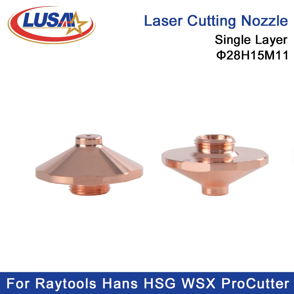 LUSAI Laser Nozzle Dia.28mm Caliber 1.0-6.0mm For Raytools Hans HSG WSX Bodor BOCI BLT641 High Speed Fiber Laser Cutting Nozzle