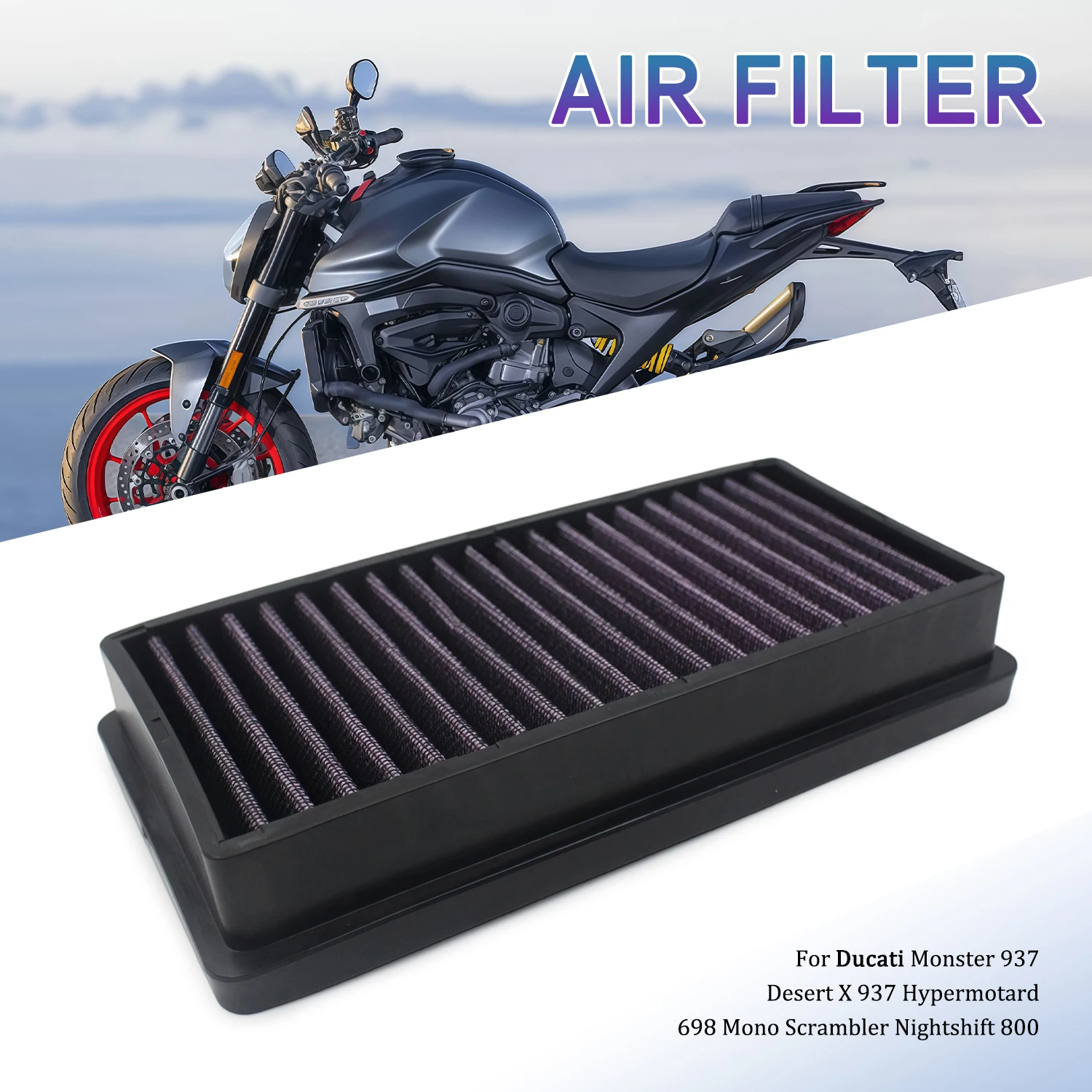 For Ducati Desert X 937 DESERT RALLY Monster Hypermotard Scrambler Monster High Flow Air Filter Intake Cleaner Accessories Moto