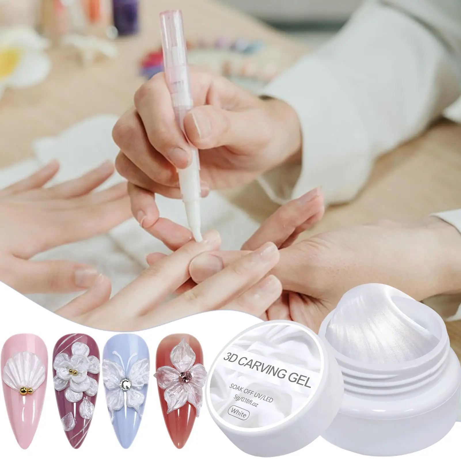 Solid Building Gel 5g Pearl 3D Sculpting Gel für Nagelverlängerung, Schnitzerei, Schönheitspflege, weiche Maniküre-Kunst für den täglichen Salon zu Hause