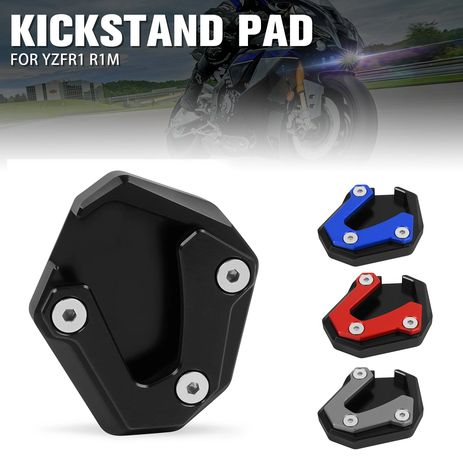 For YAMAHA YZFR1 R1M YZF-R1 YZF R1 2015-2023 Motorcycle Kickstand Foot Side Stand Extension Enlarger Extender Support Plate Pad