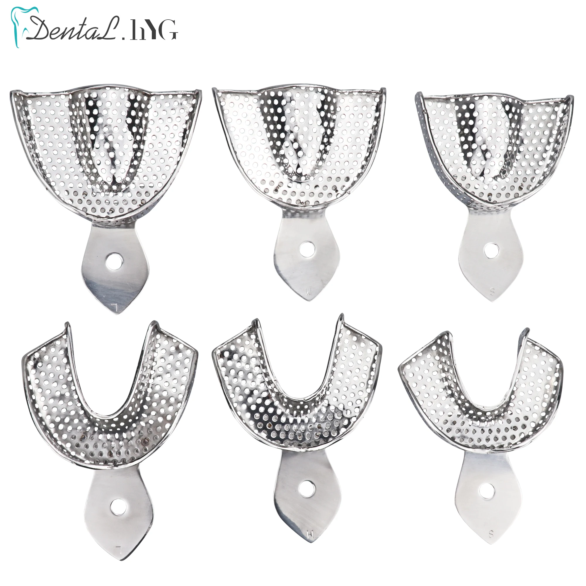 2/6PCS Dentistry Impression Trays Stainless Steel Upper and Lower Autoclavable Teeth Tray Teeth Holder Lab Equipment Dental Tool