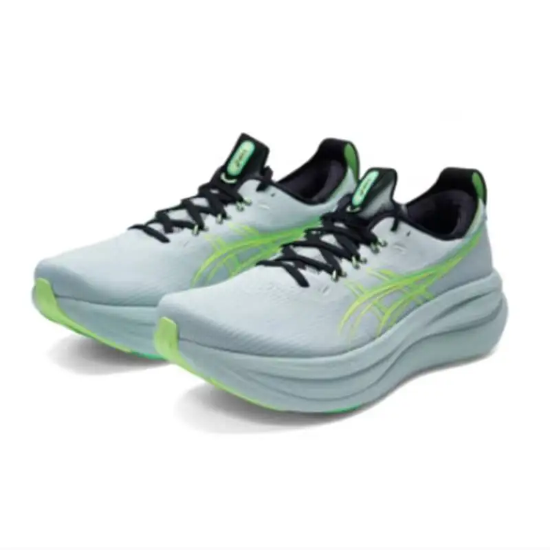 Men ASICS GEL-NIMBUS 28 Green Cushion Running Shoes 1011C127-400 Light Breathable Marathon Trainers