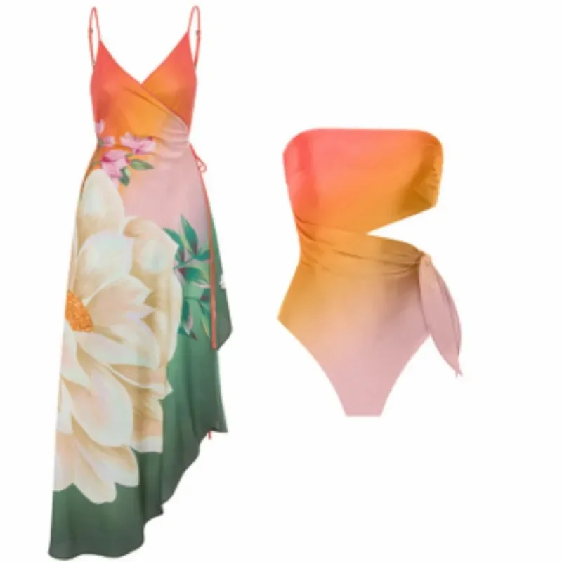 New tank top skirt printed one-piece swimsuit for women