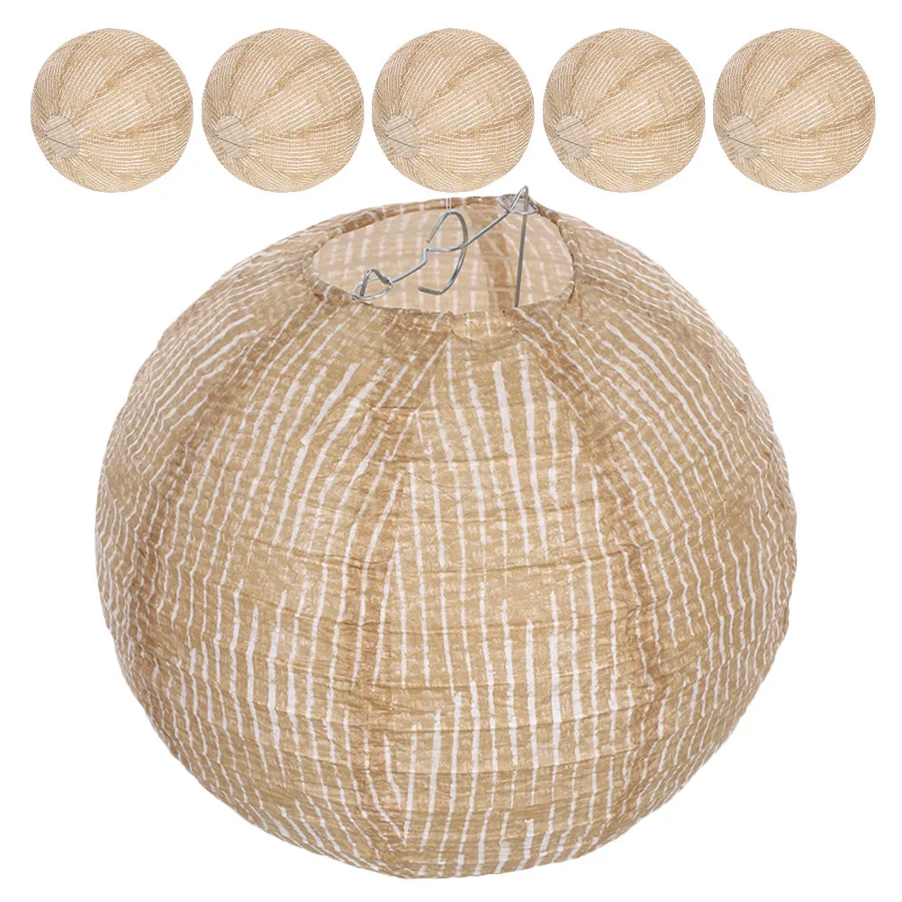 

6Pcs Burlap Hanging Lantern Round Linen Lampshade Vintage Wedding Birthday Party Decoration Chinese Style Cloth Lamp Shade
