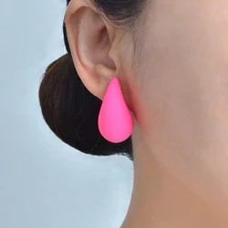 Pendientes de tuerca grandes en forma de lágrima para Mujer y niña, aretes gruesos de acrílico, Azul, Negro, naranja y rojo