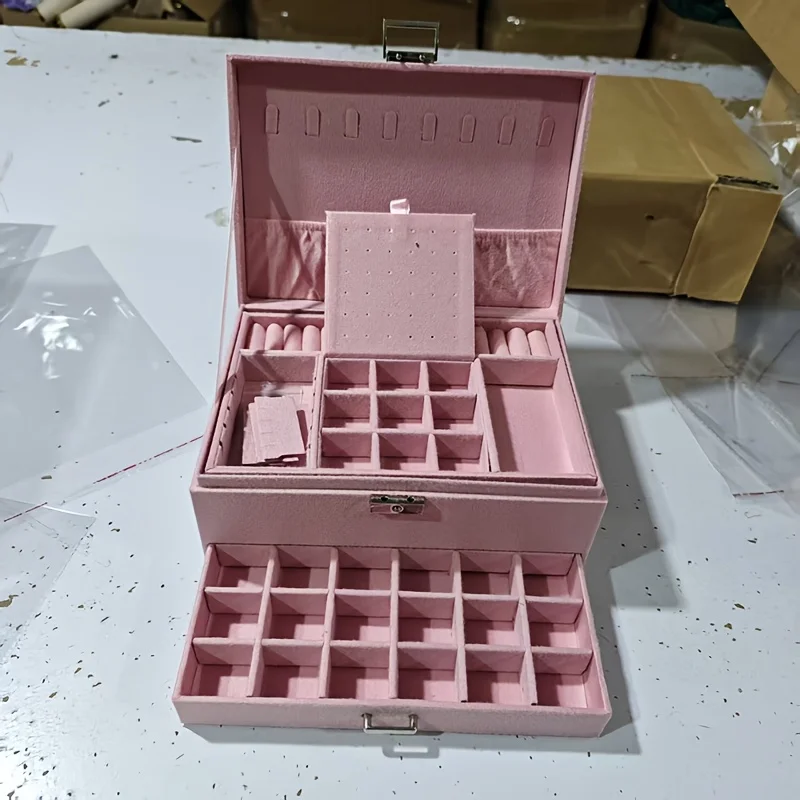 

Three-layer Jewelry Box, Jewelry Storage, Jewelry Storage Box with Retractable Tray, DIY Adjustable Compartments, Valentine's Day, Mother's Day, Thanksgiving, Gift