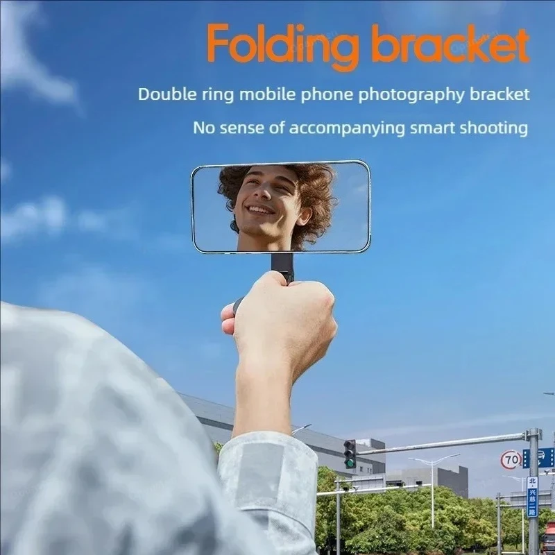 MagSafe 용 이중 링 iPhone 16 15 12 11 Pro 핸드폰 홀더 용 강력한 자기 합금 접이식 자기 데스크탑 전화 홀더