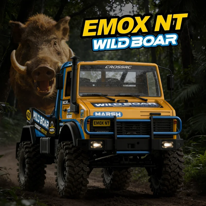 

Радиоуправляемая модель CROSSRC EMOX NT Big Wild Boar 1:8, внедорожный краулер с бесщеточным двигателем Hobbywing 4WD, для любителей радиоуправляемых моделей.