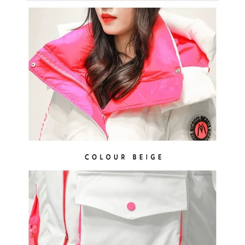 Down Jacket Fashion Brand Bright Face Wash Over Knee Long 2025 Winter  Atmosphere Thick Color Bread Suit High Quality Clothing