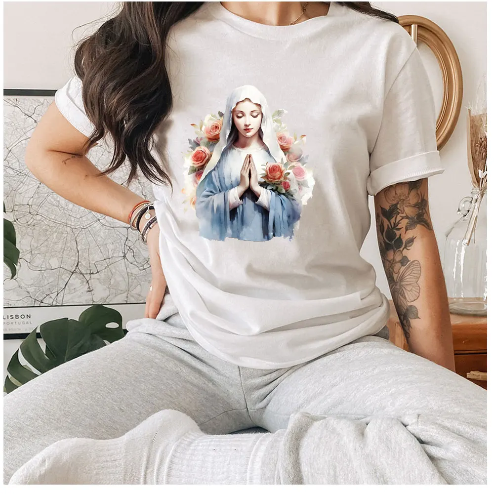 Christian Mary of Virgin Thermo Heat Transfer Sticker On Clothes DIY Washable Print-On T-Shirt Iron On Patches Decor