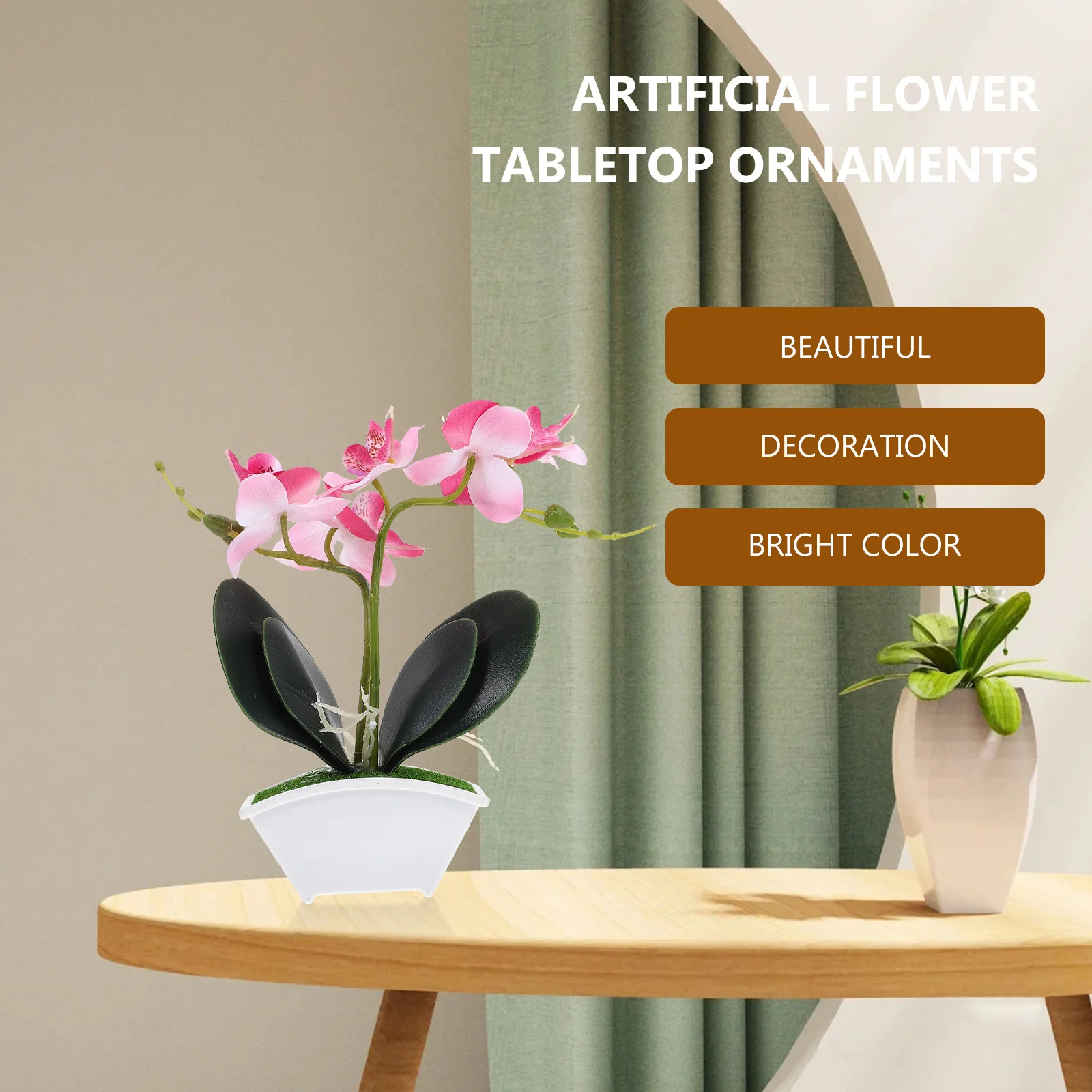

Mini Artificial Orchid Plant Simulation Fake Bonsai Table Decor For Bathroom Kitchen Potted Flower Ornament Spring Home