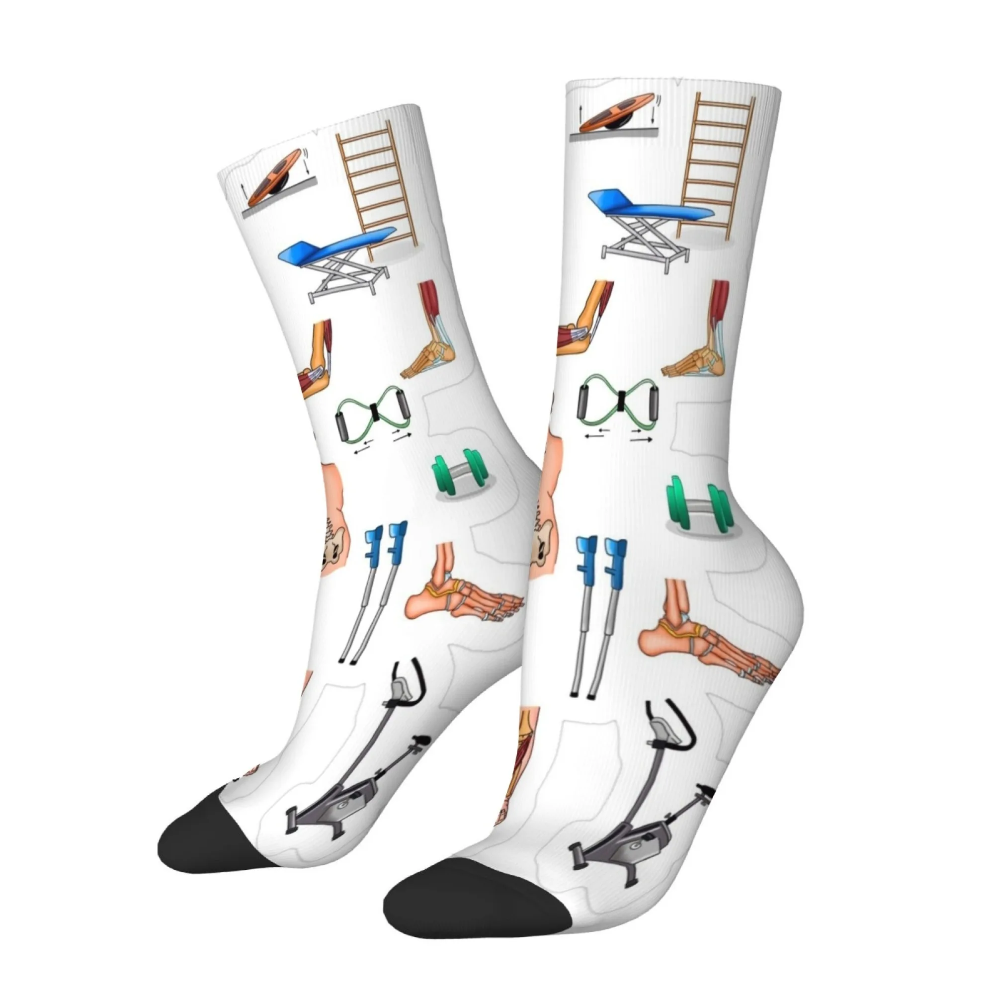 Cartoon Gym Equipment Printed Men's Socks Breathable Non-slip Soft Socks Quirky Retro Harajuku Style Fun Socks Happy Gift